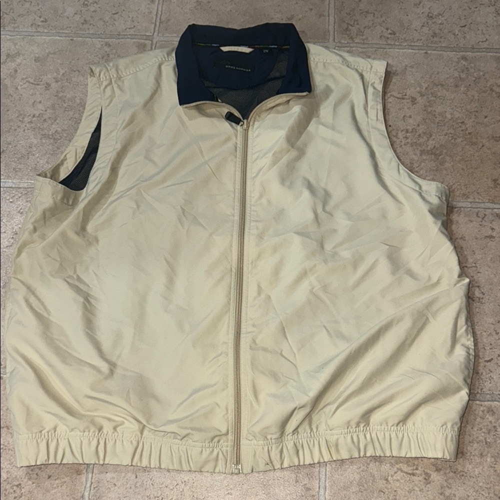 Greg Norman Collection Cream and Blue Vest Lightweight Sporty Design